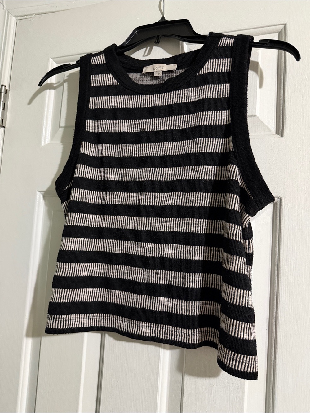 LOFT Black & White Striped Sleeveless Tank